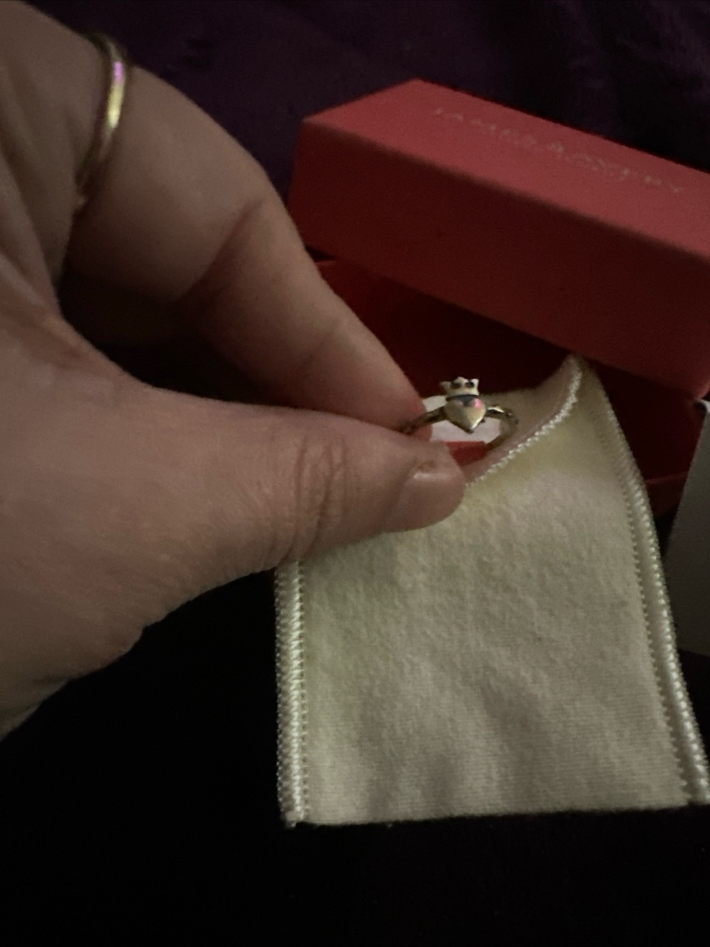 James Avery Silver Crowned Heart Ring with Gold Crown